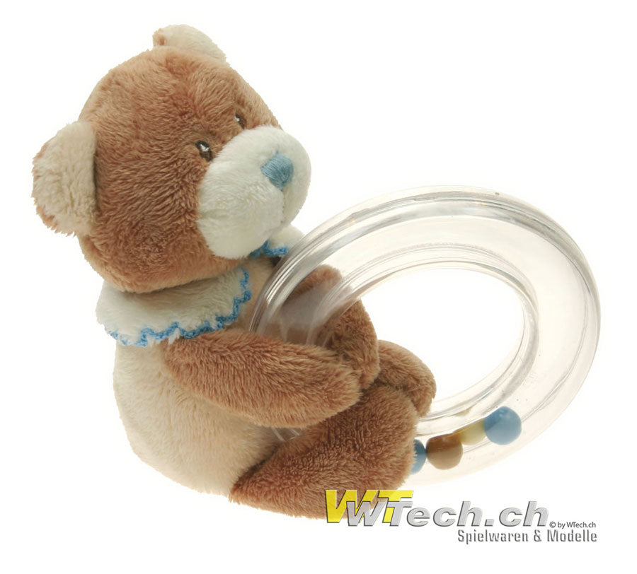 Biscuits Rassel Bär aus Plüsch blau