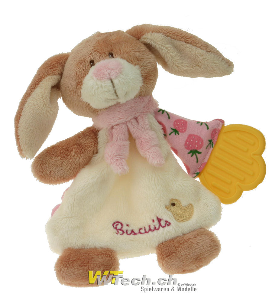 Biscuits Schmusehase mit Zahnhilfe aus Plüsch pink