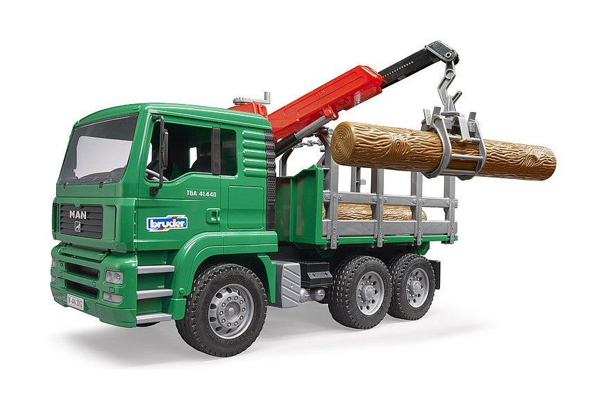 Man Holztransport-LKW m. Ladekran und 3 Baumstämme