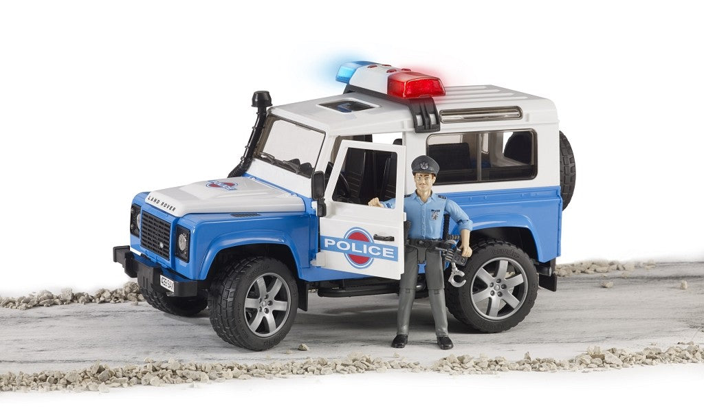 Polizeifahrzeug m. Polizist und Ausstattung Land Rover