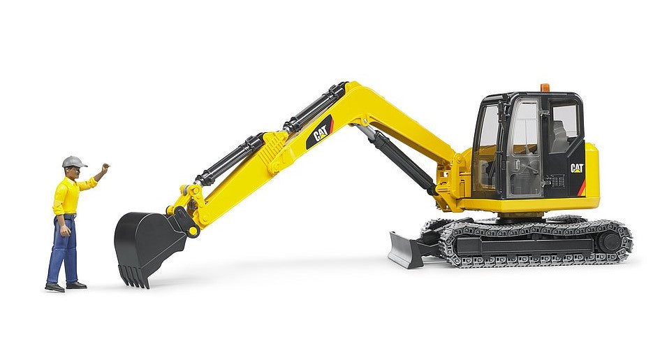Cat Minibagger mit Bauarbeiter