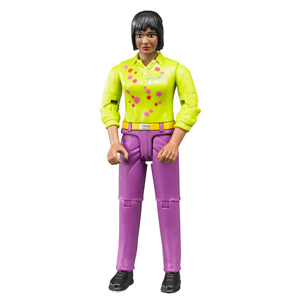 Frau mit mittlerem Hauttyp und lila Hose