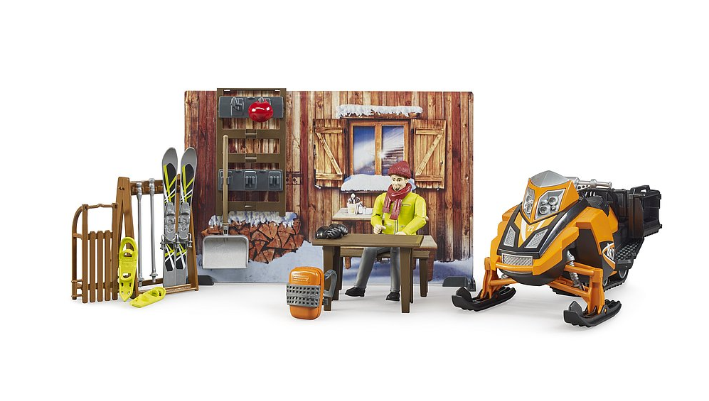 Berghütte mit Snowmobil