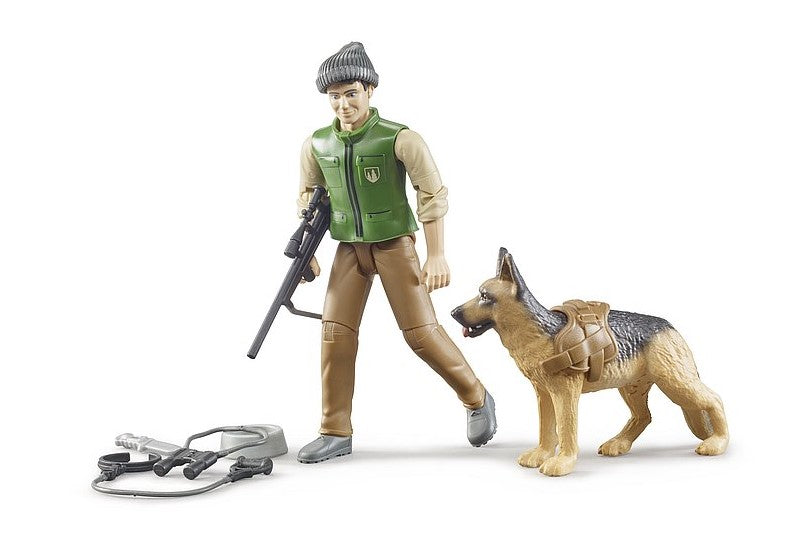 Förster mit Hund und Ausrüstung