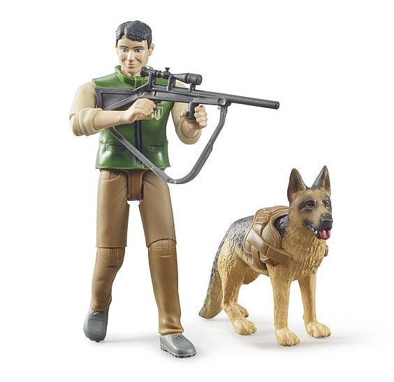 Förster mit Hund und Ausrüstung