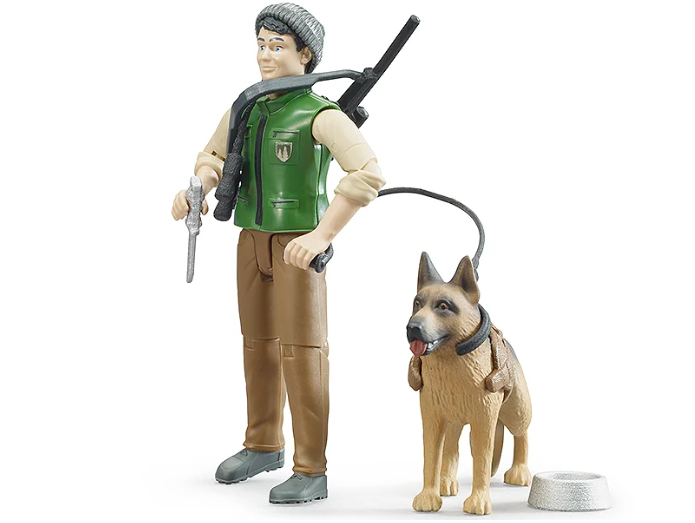 Förster mit Hund und Ausrüstung