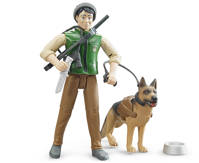 Förster mit Hund und Ausrüstung