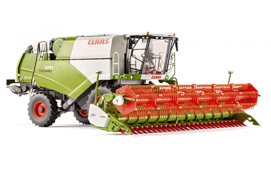 Claas Tucano 570 Mähdrescher mit Getreidevorsatz
