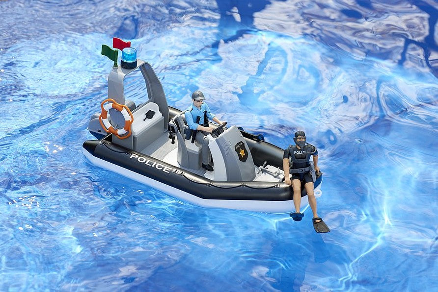 Polizei Schlauchboot mit Polizist