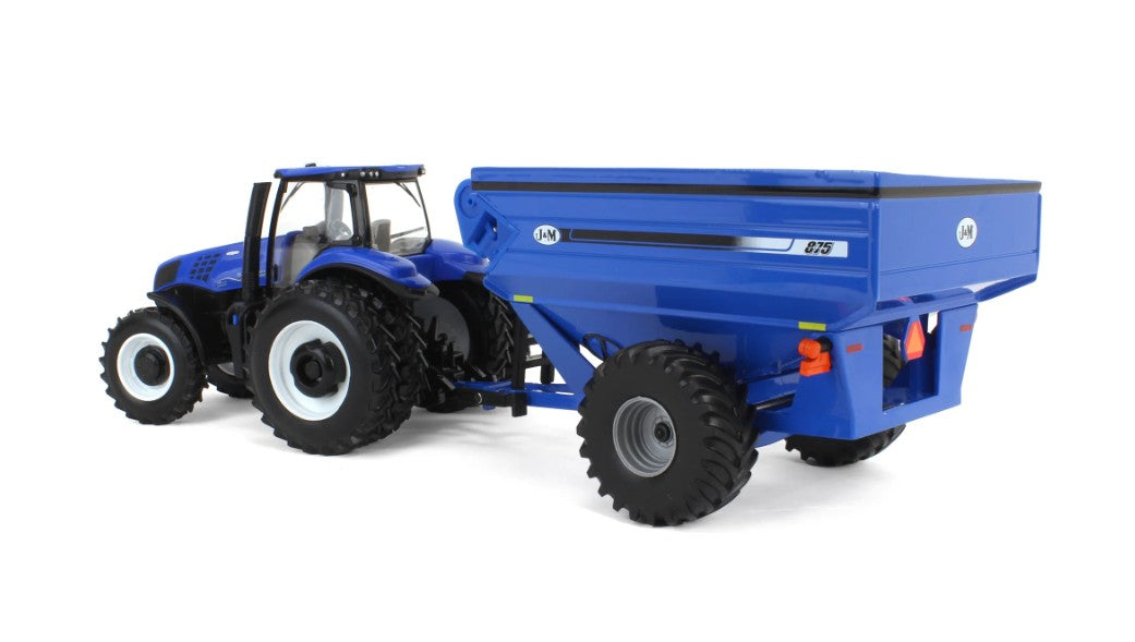 New Holland Genesis T8.355 Traktor mit J&M Getreideanhänger