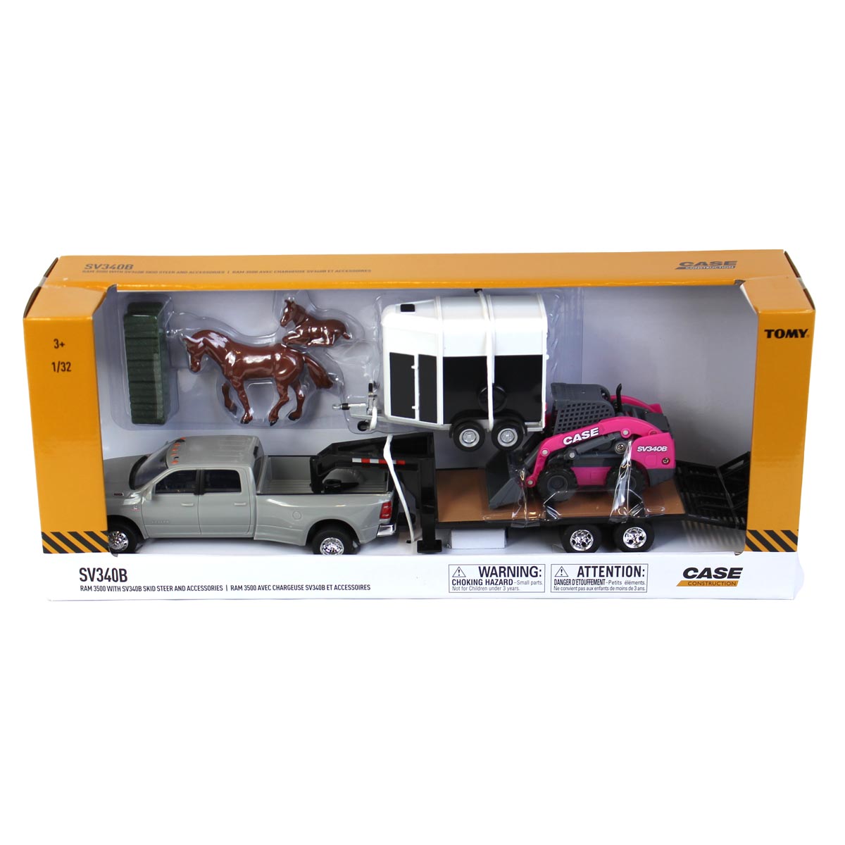 Dodge RAM 3500 with Gooseneck Trailer + Case SV340B Skid Steer + Horse Trailer + Accessoires