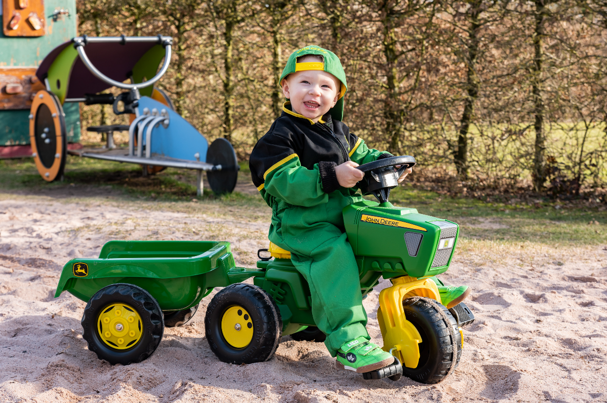 rollyTrac John Deere + Anhänger mit Hupe & Motorengeräusch