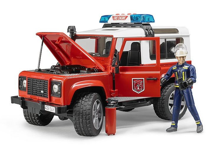 Land Rover Defender Feuerwehr- Einsatzfahrzeug mit Feuerwehrmann