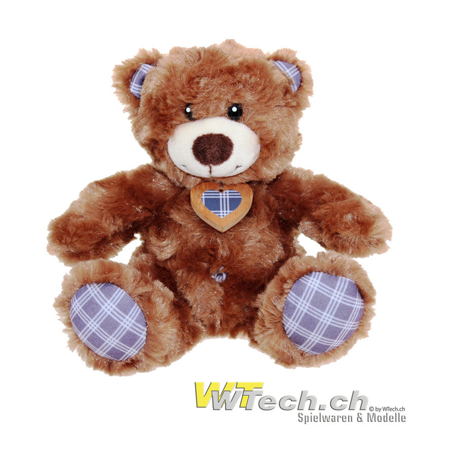 Idis Vintage Bär 25cm weiss/blaues Karo-Muster""