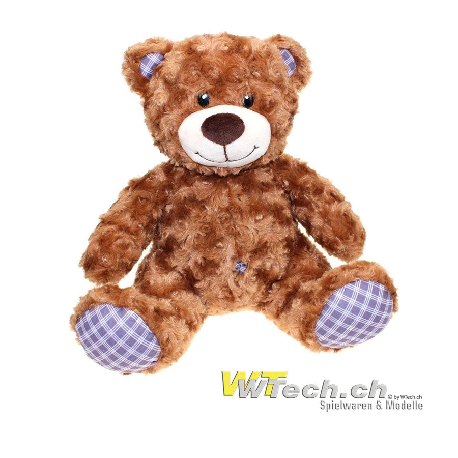 Idis Vintage Bär 38cm weiss/blaues Karo-Muster""