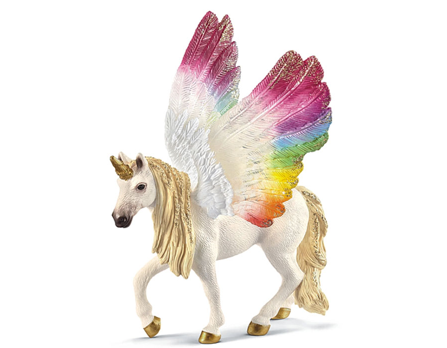 Geflügeltes Regenbogeneinhorn mit Glitzer