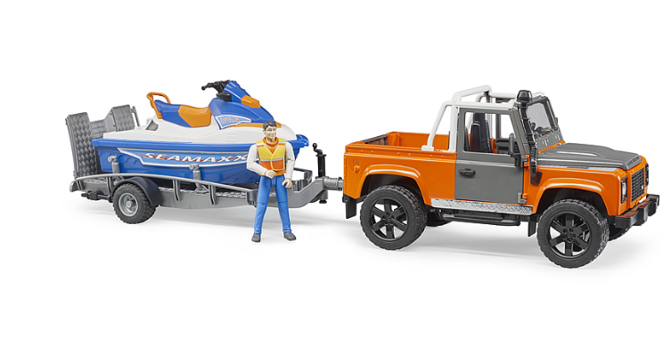 Land Rover Defender Pick-Up mit Jet-Ski