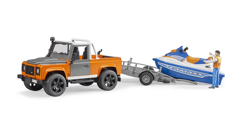 Land Rover Defender Pick-Up mit Jet-Ski