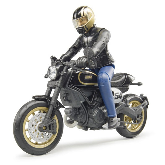 Ducati Scrambler Café Racer mit Fahrer