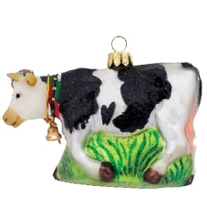 Glas Ornament Kuh mit CH Kreuz