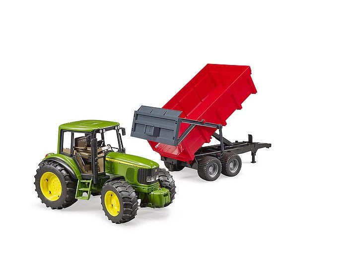 John Deere 6920 mit Wannenkippanhänger rot