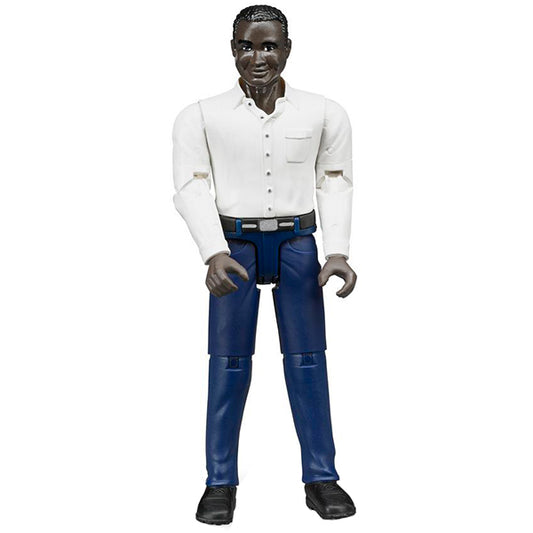 Mann mit dunklem Hauttyp und dunkelblauer Hose