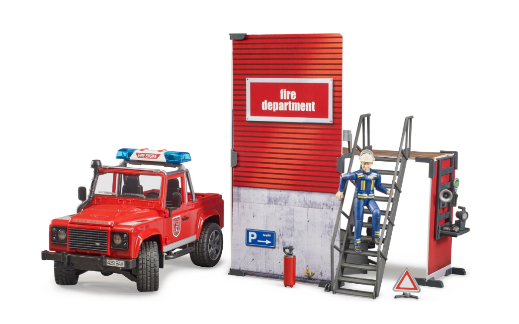 Feuerwehrstation mit Land Rover Defender