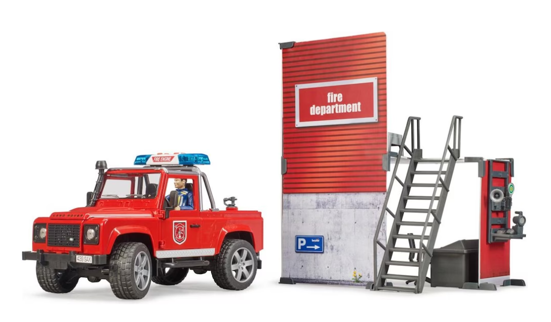 Feuerwehrstation mit Land Rover Defender