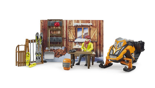 Berghütte mit Snowmobil