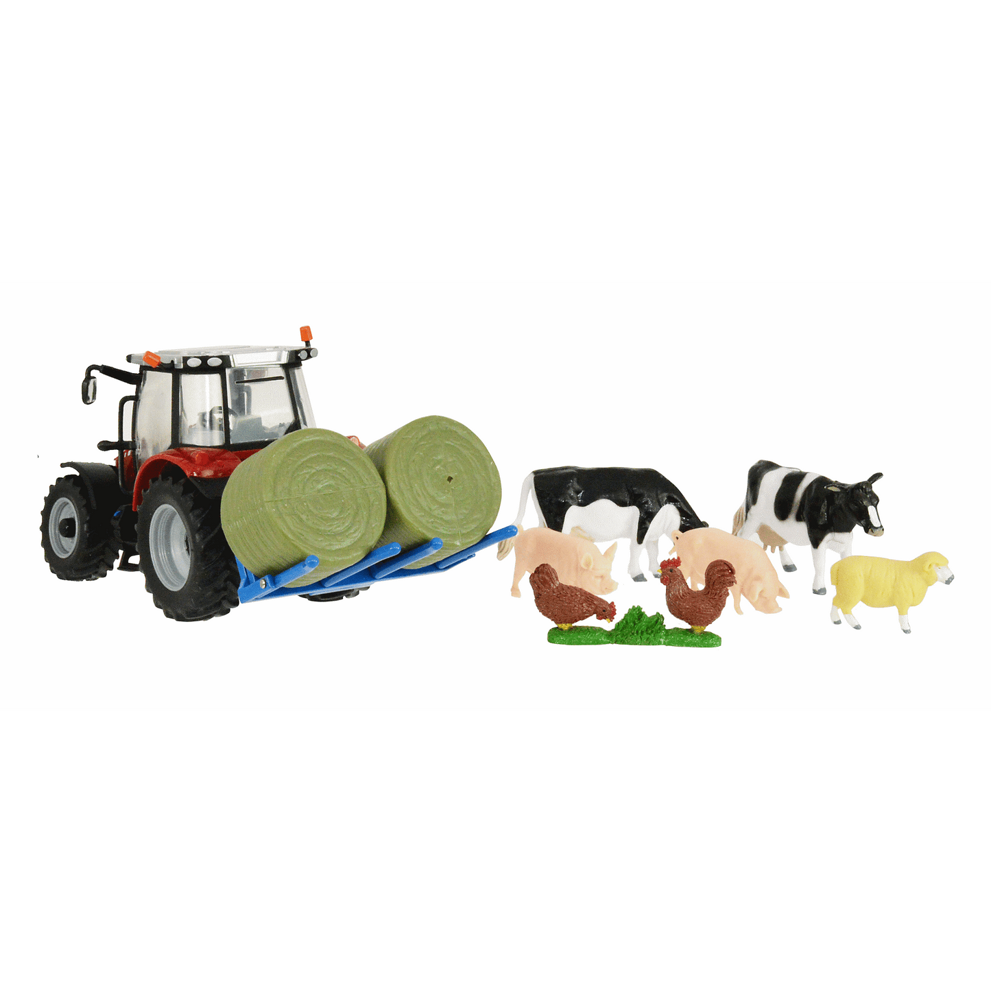 Spielset Massey Ferguson 5612 mit Tieren und Gabel