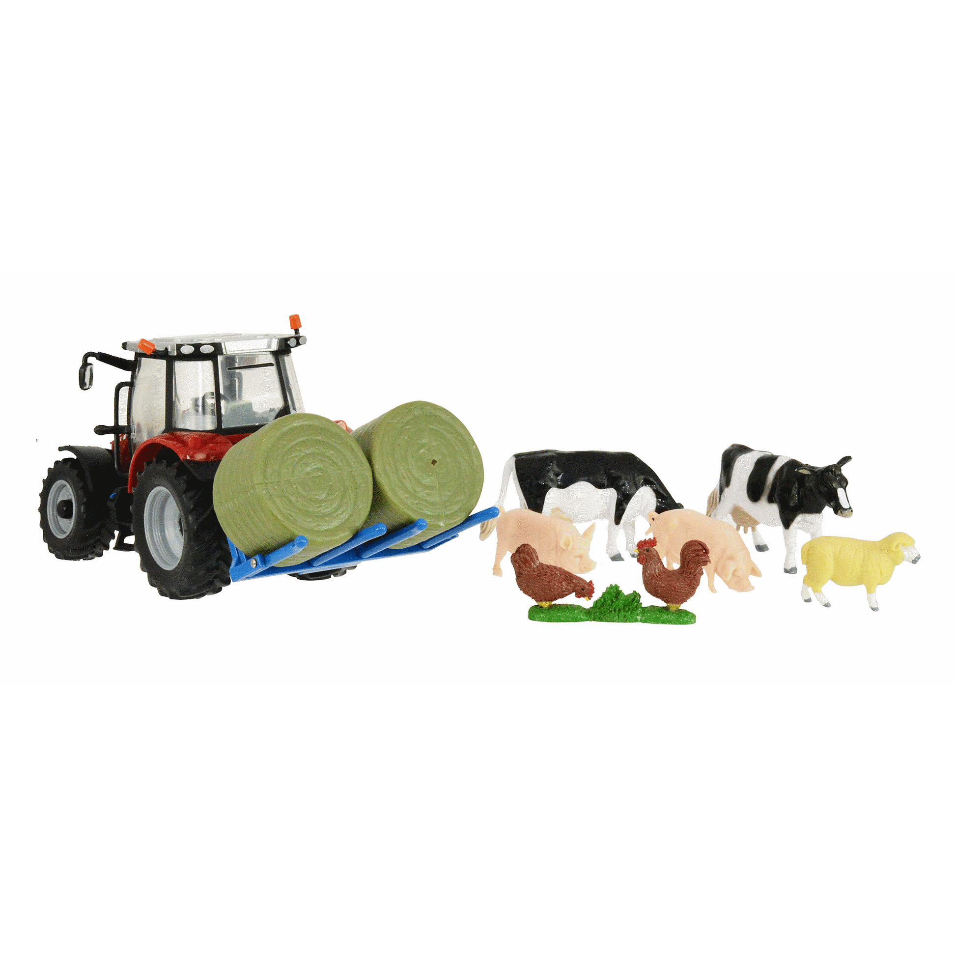 Spielset Massey Ferguson 5612 mit Tieren und Gabel
