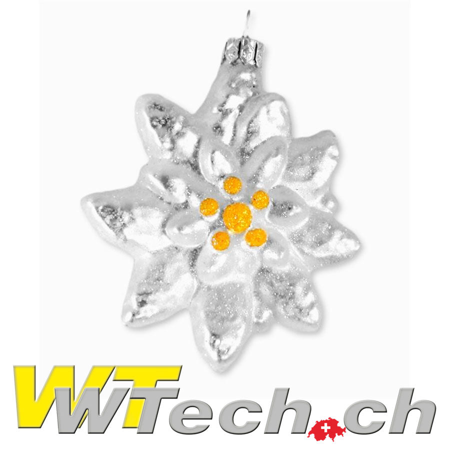 Glas Ornament Edelweiss