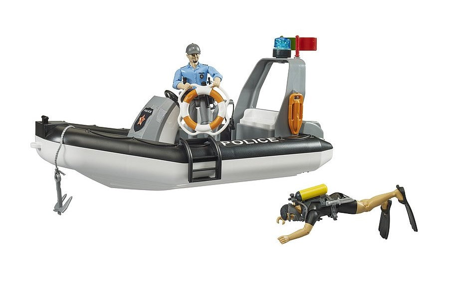 Polizei Schlauchboot mit Polizist