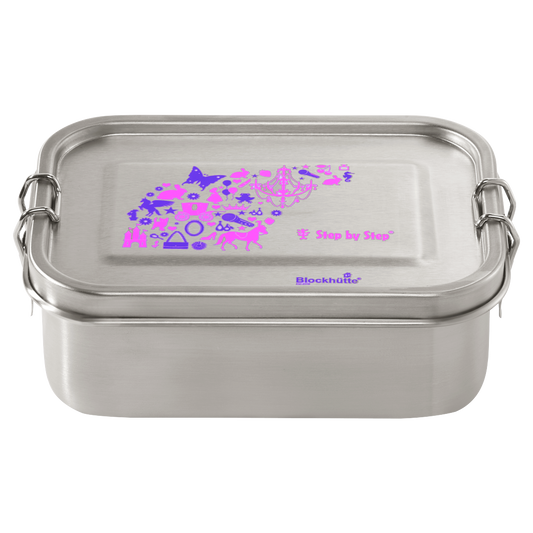 Blockhütte Edelstahllunchbox Purple & Rose""