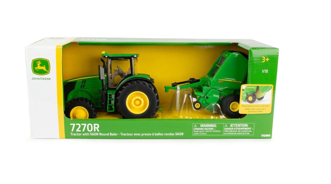 John Deere 7270R mit 560R Rundballenpresse-Set