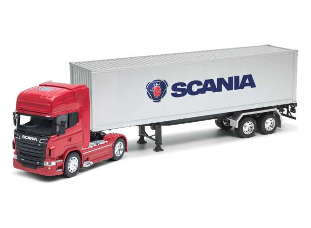 Scania R730 4x2 Rot mit silbernem Auflieger