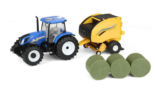 New Holland T6.175 mit Rundballenpresse