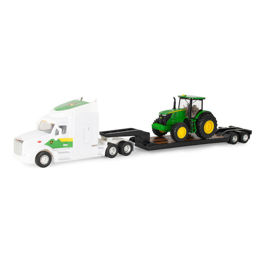 Peterbilt 579 mit Tieflader und John Deere 7290R