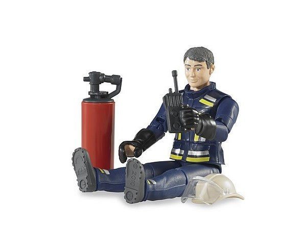 Feuerwehrmann mit Helm Handschuhen und Zubehör