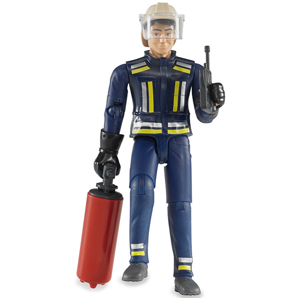 Feuerwehrmann mit Helm Handschuhen und Zubehör