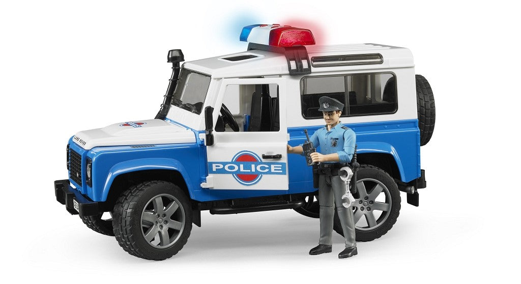 Polizeifahrzeug m. Polizist und Ausstattung Land Rover