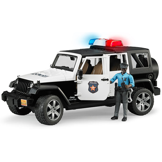 Jeep Wrangler Polizeifahrzeug mit Polizist (dunkler Hauttyp)