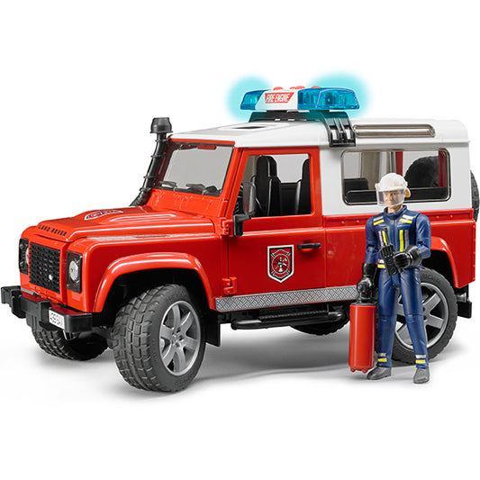 Land Rover Defender Feuerwehr- Einsatzfahrzeug mit Feuerwehrmann