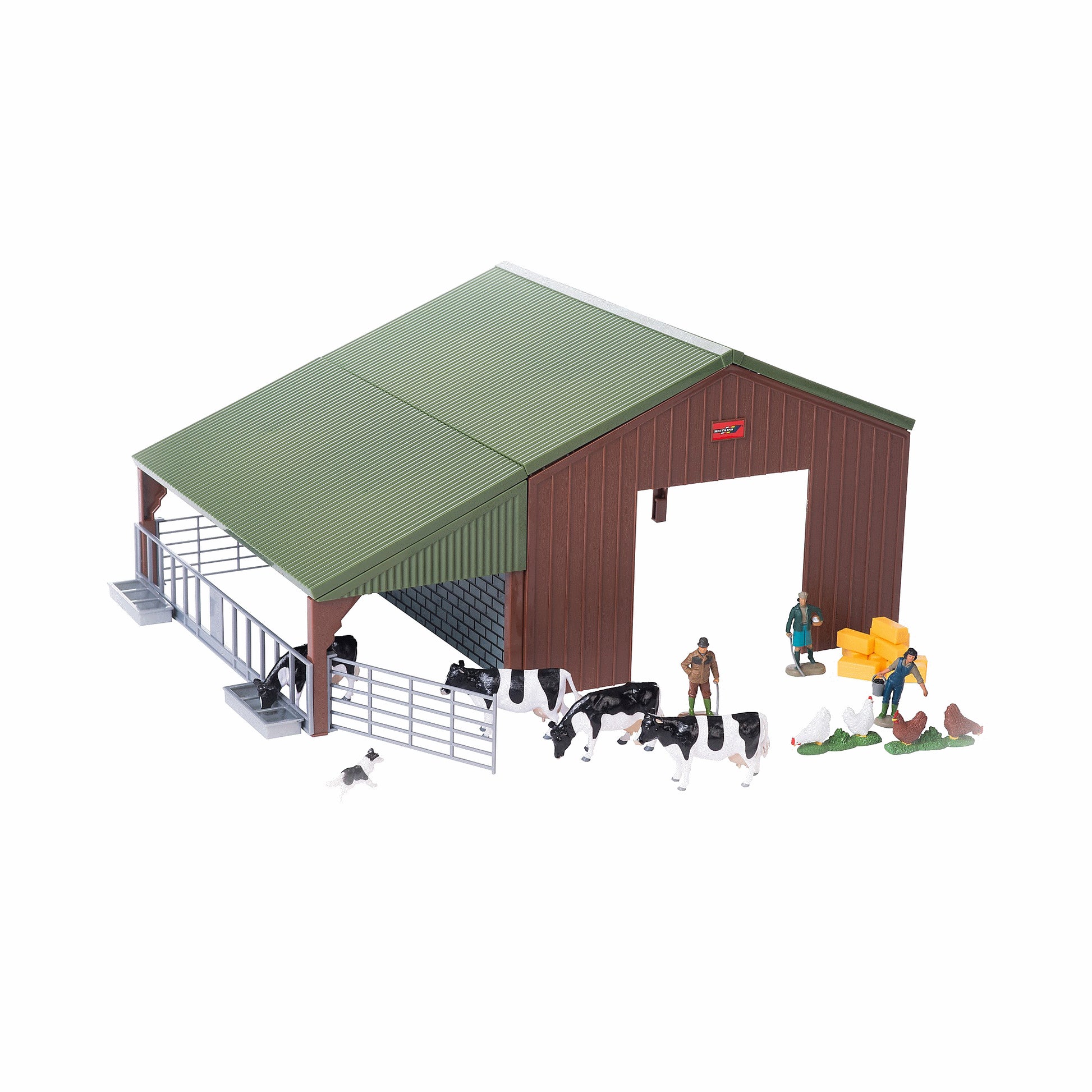 Scheune/Stall Set mit Bauernfamilie und Tieren