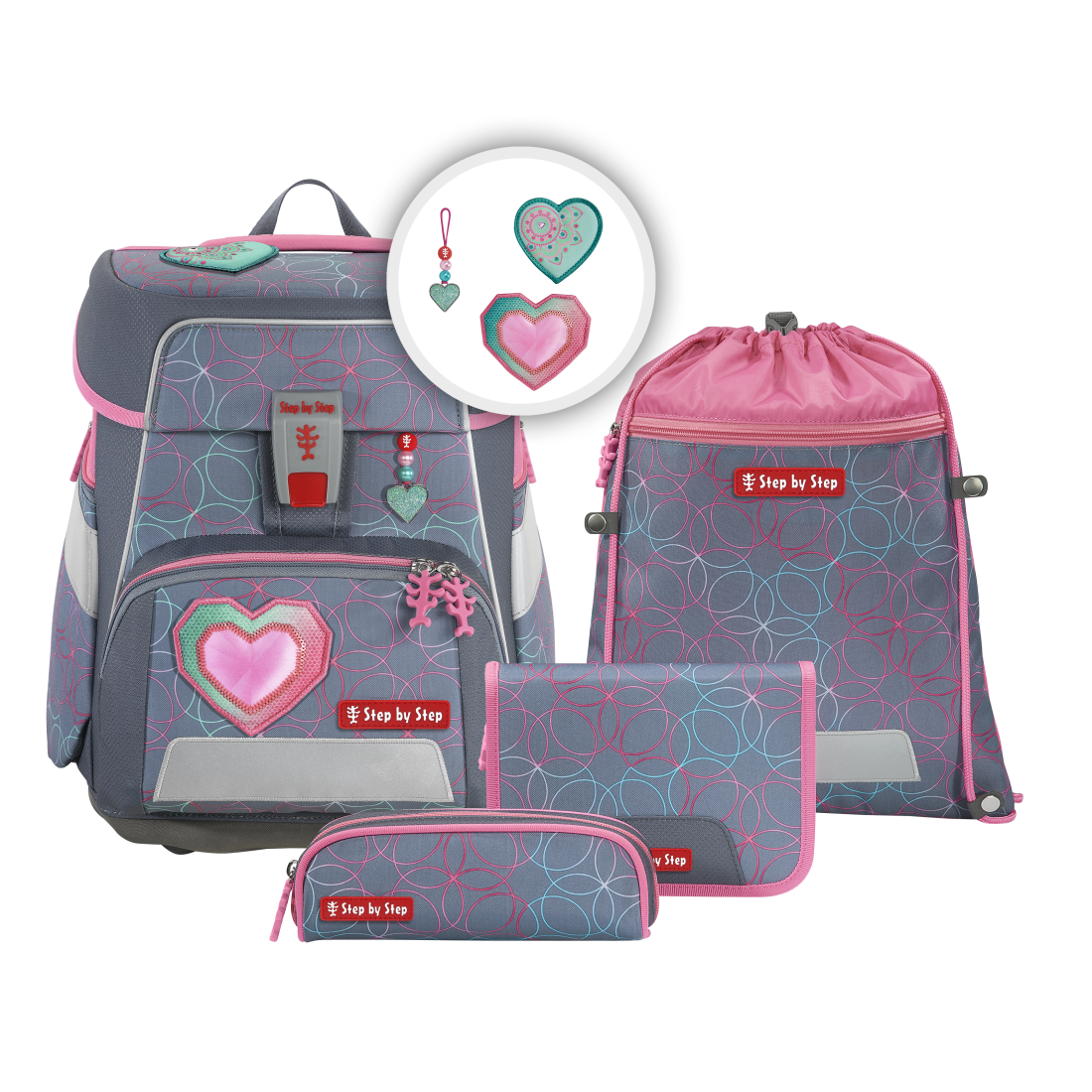 Step by Step SPACE Schulranzen-Set Glitter Heart Hazle"