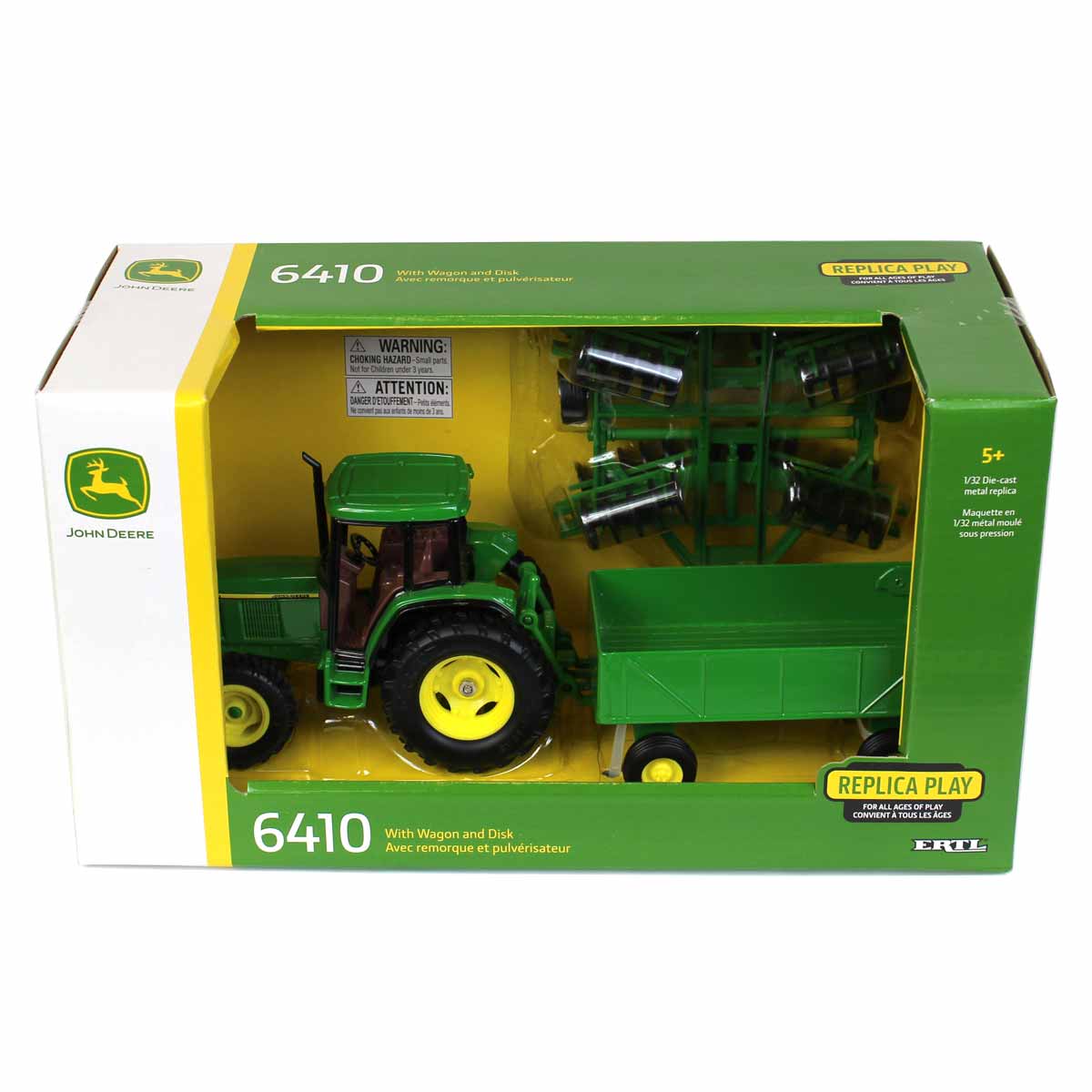 John Deere 6410 mit Wagen und Scheibenegge